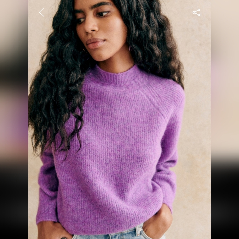 Sezane Otis Wisteria Crew Neck Sweater